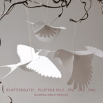 Plotterdatei 3D Vögel Anhänger basteln 3 Designs - Sewando