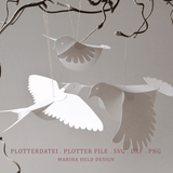 Plotterdatei 3D Vögel Anhänger basteln 3 Designs - Sewando