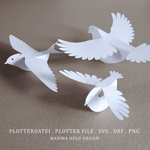 Plotterdatei 3D Vögel Anhänger basteln 3 Designs - Sewando