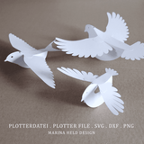 Plotterdatei 3D Vögel Anhänger basteln 3 Designs - Sewando