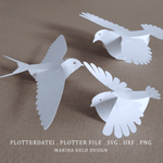 Plotterdatei 3D Vögel Anhänger basteln 3 Designs - Sewando
