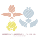 Plotterdatei 3D Vögel Anhänger basteln 3 Designs - Sewando