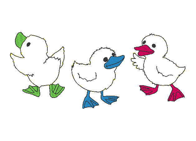 Stickdatei - Entenparade (4 Doodle-Dateien) + 2 Gratisdateien - Sewando