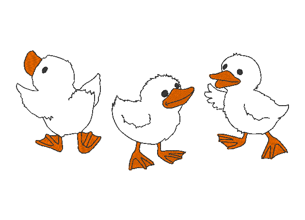 Stickdatei - Entenparade (4 Doodle-Dateien) + 2 Gratisdateien - Sewando