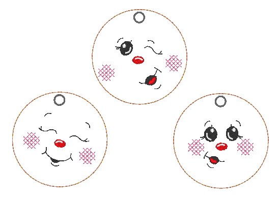 Stickdatei - 6 Kekse / Lebkuchen mit Gesicht (ITH und Doodle) - Sewando