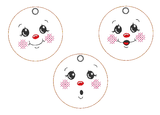 Stickdatei - 6 Kekse / Lebkuchen mit Gesicht (ITH und Doodle) - Sewando