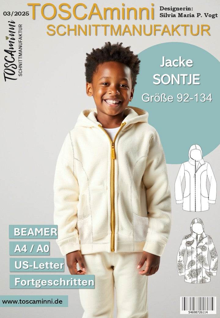Schnittmuster Kinder Jacke Sontje Gr. 92-134 - Sewando