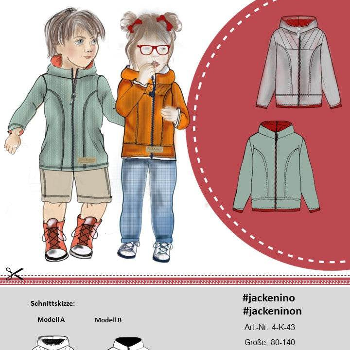 Schnittmuster Kinderjacke Nino + Ninon Gr. 80-140 + Video - Sewando