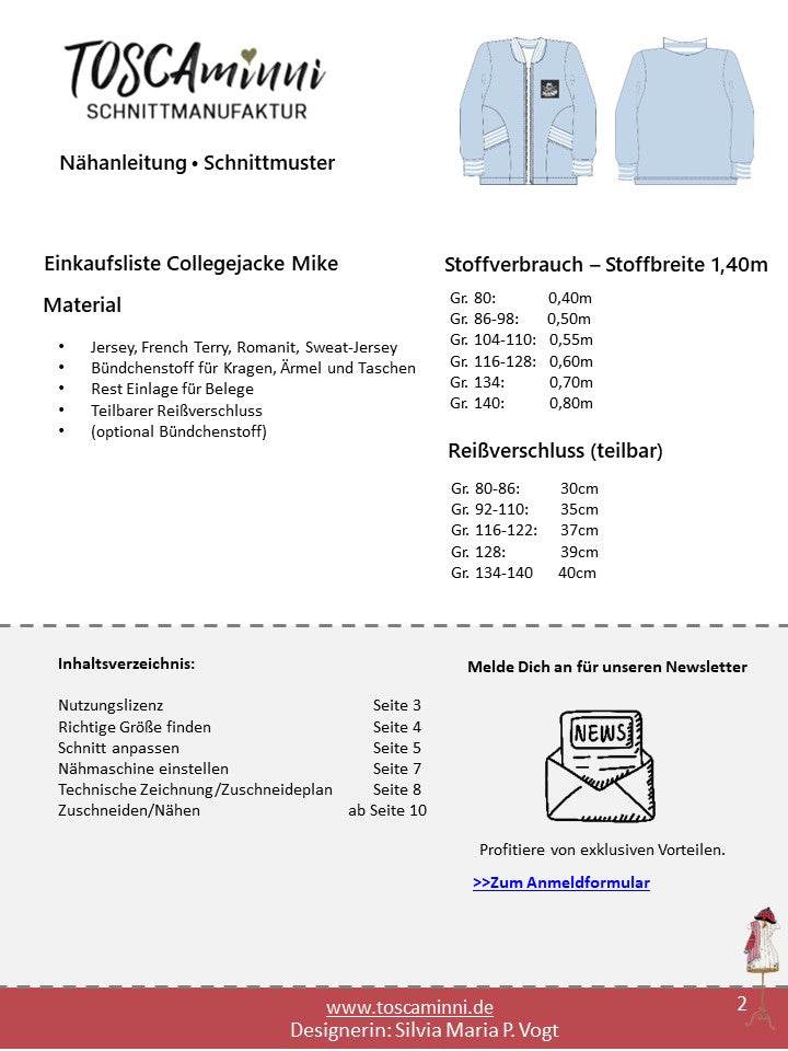 Schnittmuster Collegejacke Jenny + Mike Gr. 80-140 - Sewando