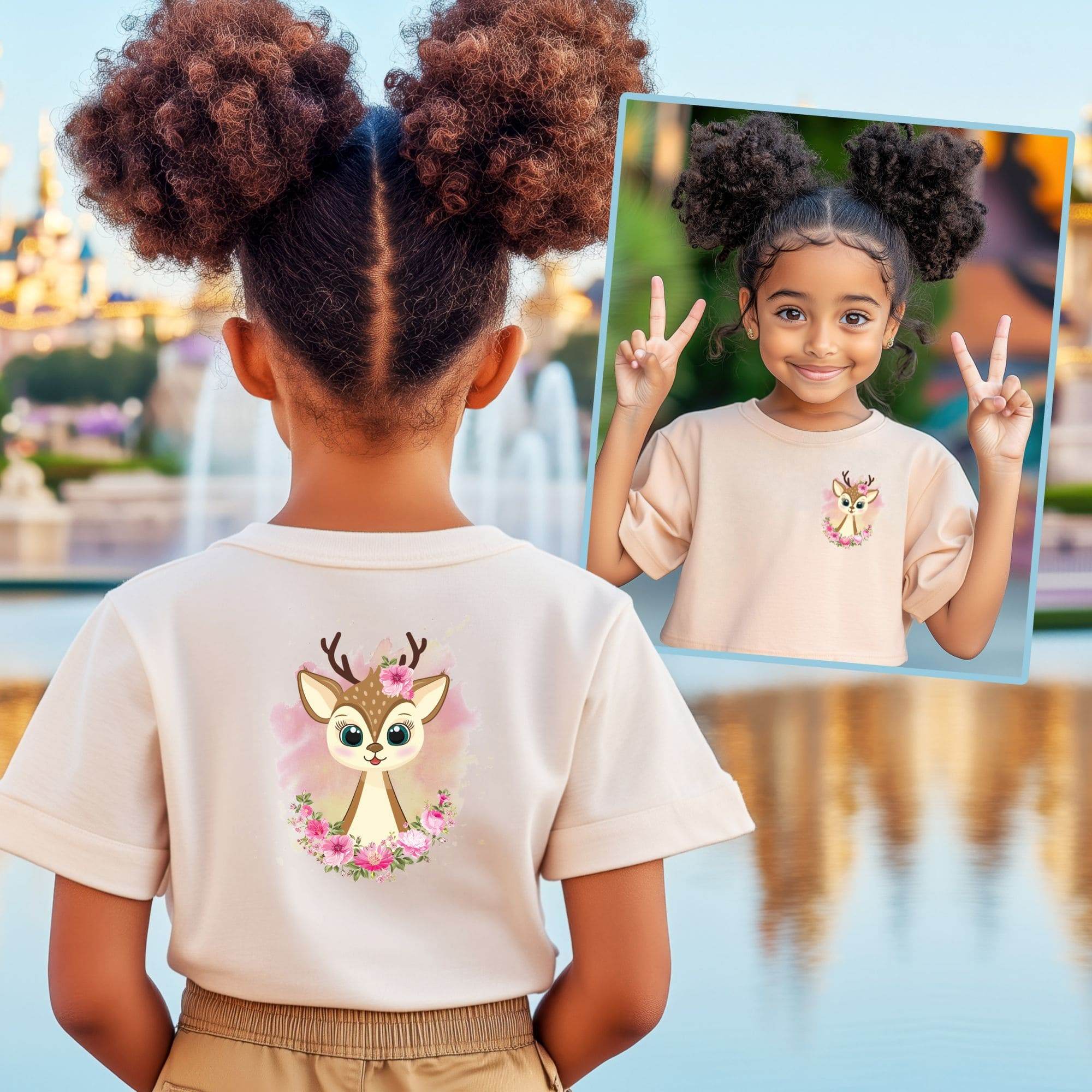 Rehkitz Sublimationsdatei Druckmotiv – Süßes Waldbaby mit Blumenkranz im Aquarellstil | PNG - Sewando