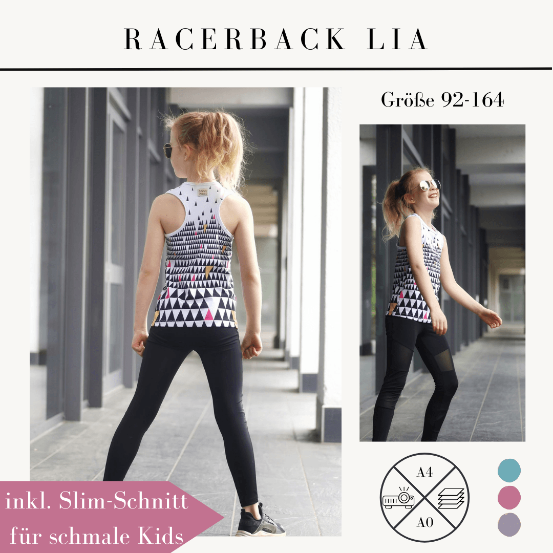 Schnittmuster Racerback Tanktop Lia für Mädchen Gr. 92-164 - Sewando