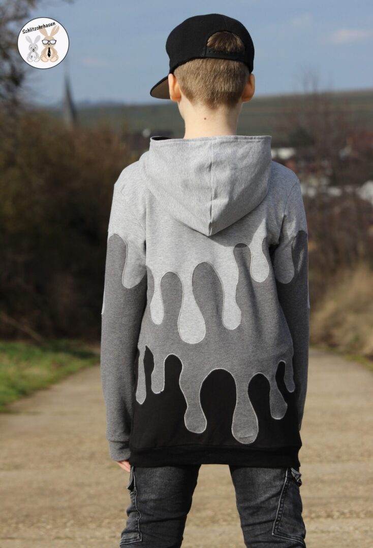 PASST GARANTIE SPLASH Sweater/ Hoodie Gr. 110-140 mit 2 Kapuzen & Halsbündchen - DIN A0 für Beamer geeignet - Sewando