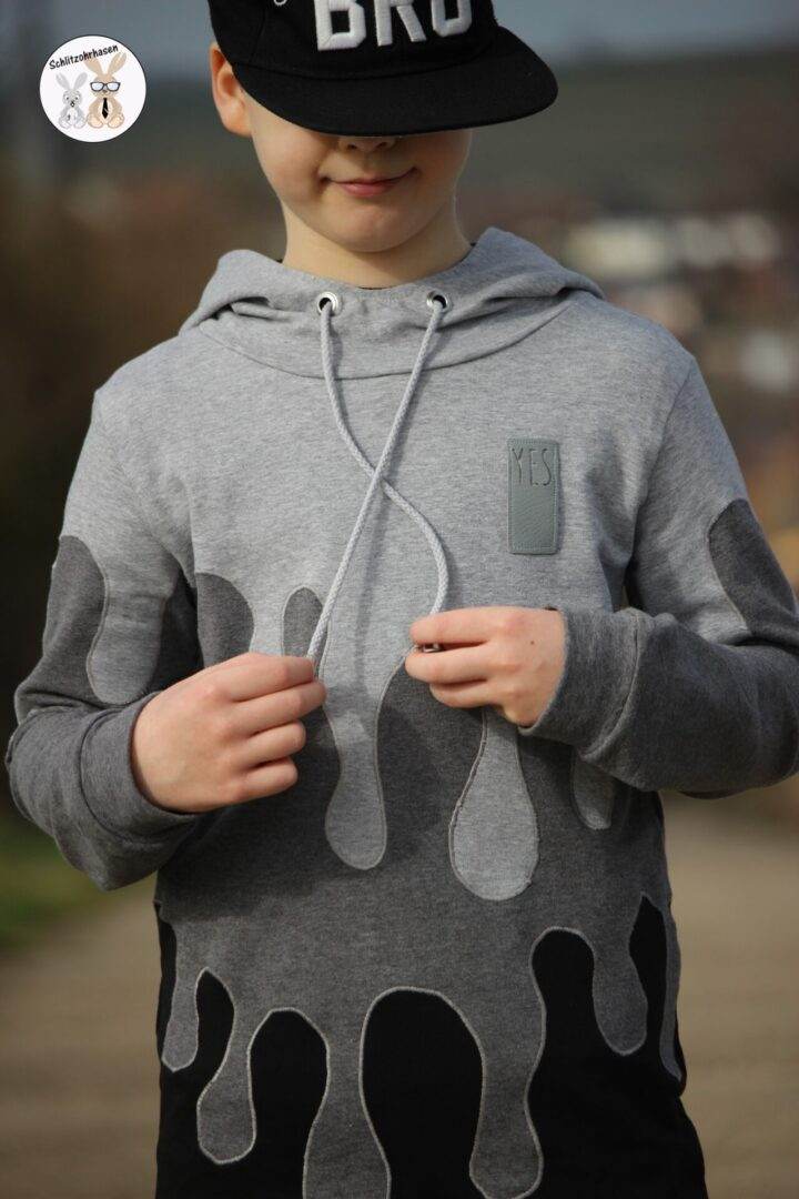 PASST GARANTIE SPLASH Sweater/ Hoodie Gr. 110-140 mit 2 Kapuzen & Halsbündchen - DIN A0 für Beamer geeignet - Sewando