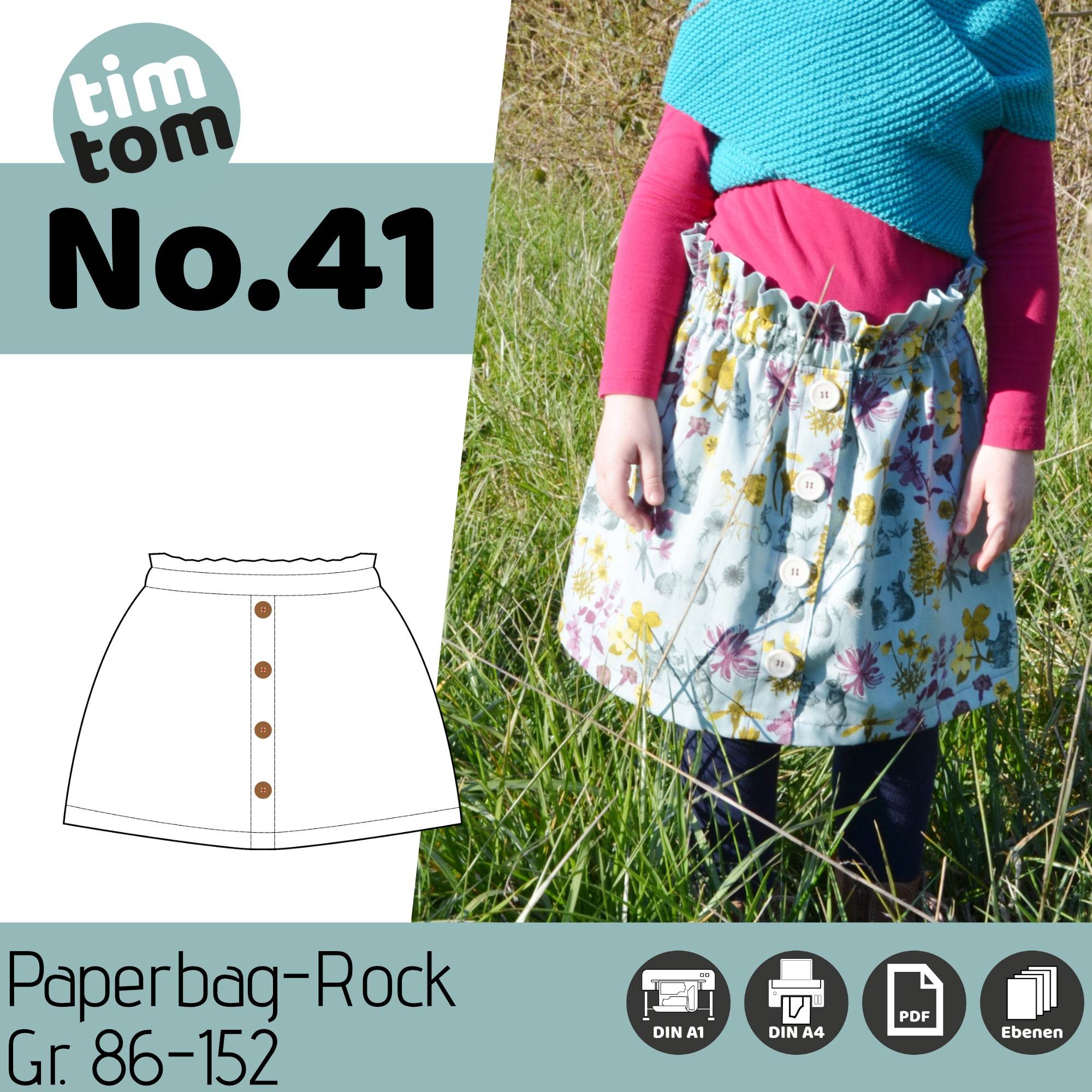 Schnittmuster timtom No.41 Paperbag-Rock Gr. 86-152 - Sewando