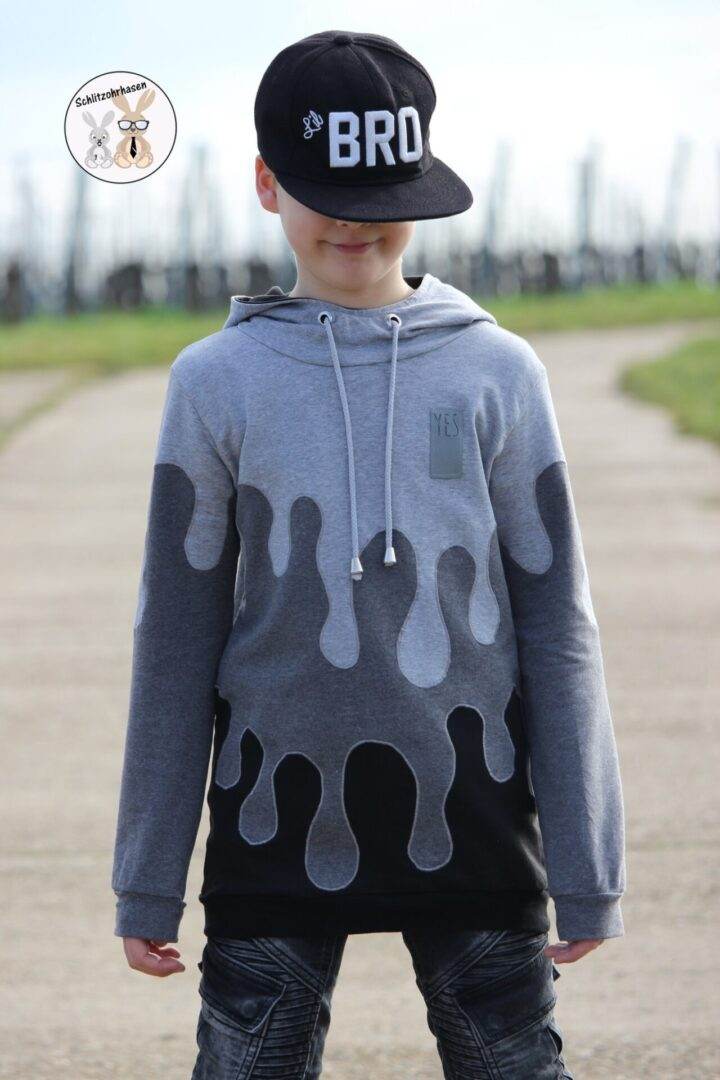 PASST GARANTIE SPLASH Sweater/ Hoodie Gr. 110-140 mit 2 Kapuzen & Halsbündchen - DIN A0 für Beamer geeignet - Sewando