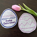 5x Stickdatei "Österchen" ITH Eirug mit Spruch