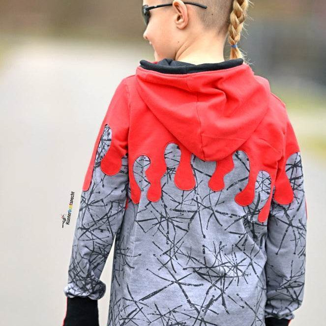 DIN A4 PASST GARANTIE SPLASH Sweater/ Hoodie für 105-140cm mit 2 Kapuzen & Halsbündchen (Kopie) - Sewando