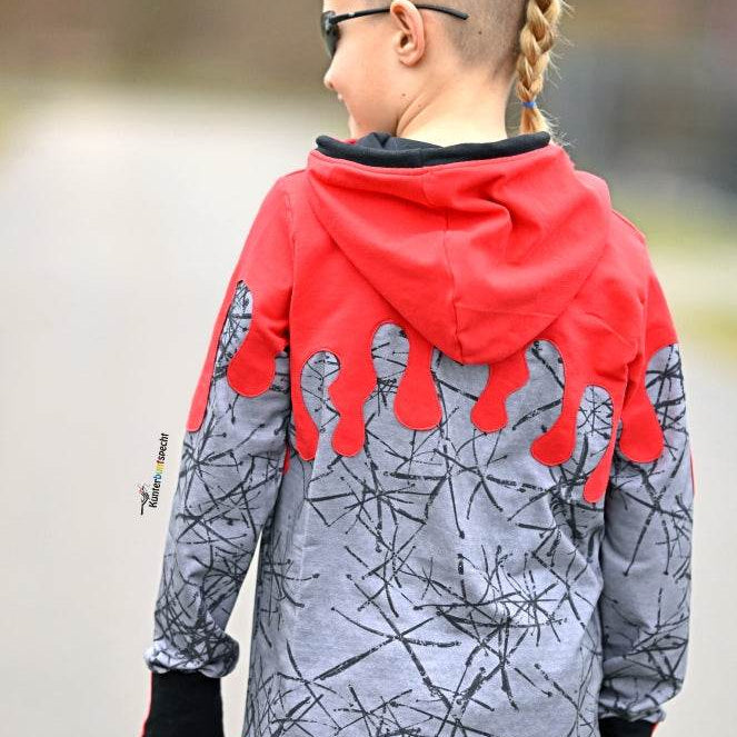 PASST GARANTIE SPLASH Sweater/ Hoodie Gr. 74-104 mit 2 Kapuzen & Halsbündchen - DIN A0 für Beamer geeignet - Sewando