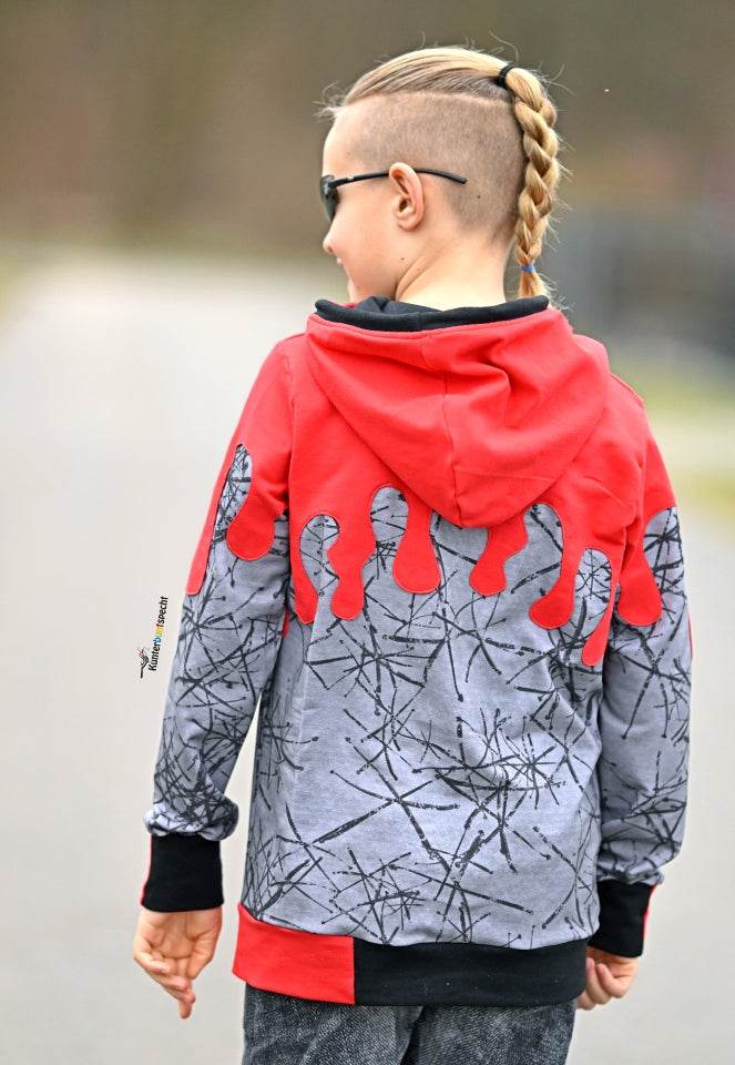 PASST GARANTIE SPLASH Sweater/ Hoodie Gr. 110-140 mit 2 Kapuzen & Halsbündchen - DIN A0 für Beamer geeignet - Sewando