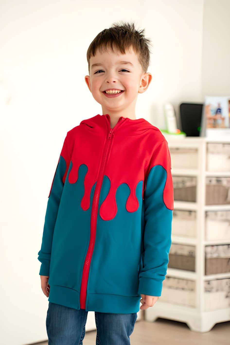 DIN A4 SPLASH Sweatjacke für 105cm-140cm Körpergröße PASSFORMGARANTIE - Sewando