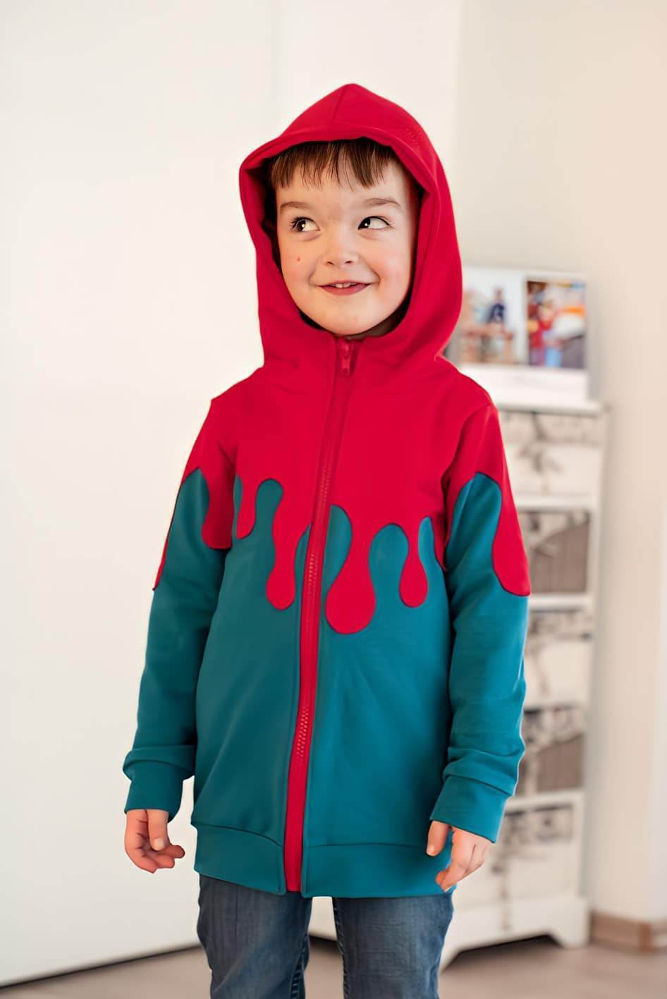 DIN A4 SPLASH Sweatjacke für 105cm-140cm Körpergröße PASSFORMGARANTIE - Sewando