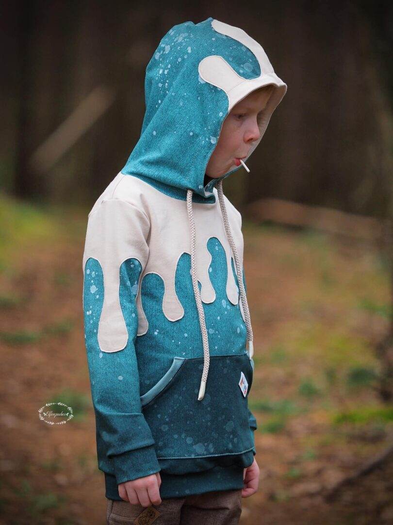 PASST GARANTIE SPLASH Sweater/ Hoodie Gr. 110-140 mit 2 Kapuzen & Halsbündchen - DIN A0 für Beamer geeignet - Sewando