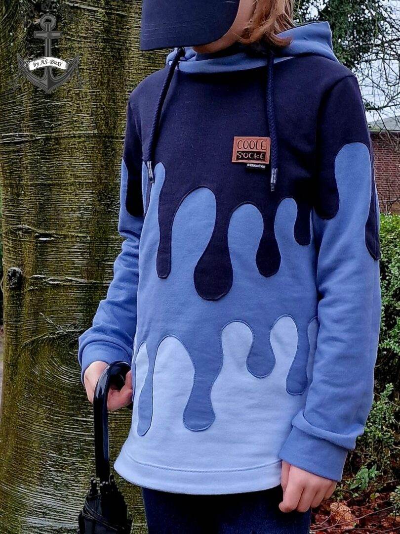 PASST GARANTIE SPLASH Sweater/ Hoodie Gr. 110-140 mit 2 Kapuzen & Halsbündchen - DIN A0 für Beamer geeignet - Sewando