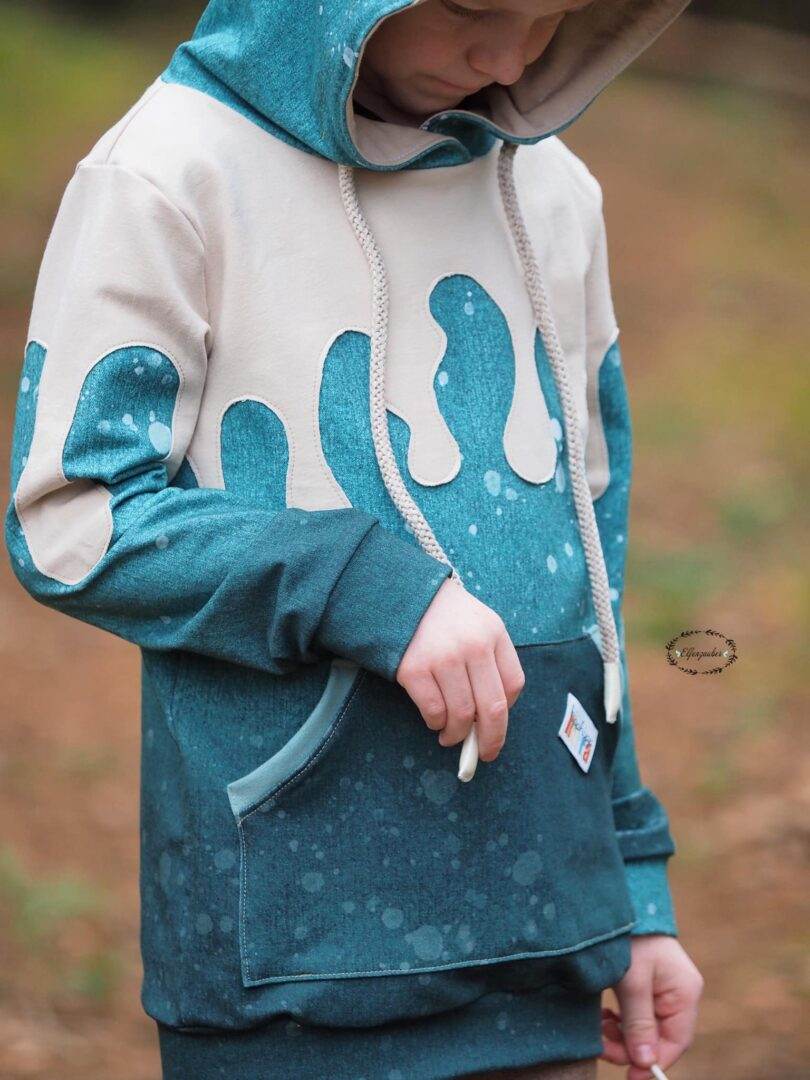 PASST GARANTIE SPLASH Sweater/ Hoodie Gr. 110-140 mit 2 Kapuzen & Halsbündchen - DIN A0 für Beamer geeignet - Sewando