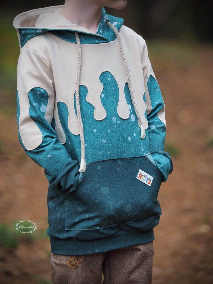 PASST GARANTIE SPLASH Sweater/ Hoodie Gr. 74-104 mit 2 Kapuzen & Halsbündchen - DIN A0 für Beamer geeignet - Sewando