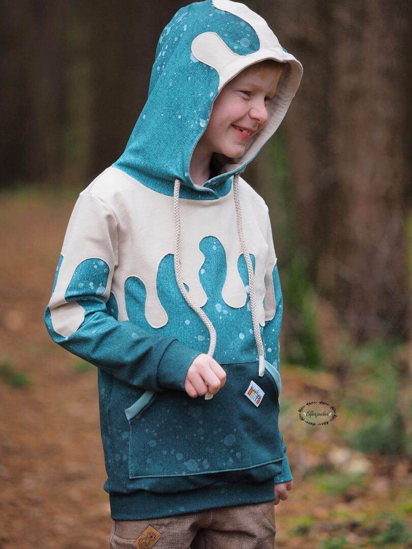 PASST GARANTIE SPLASH Sweater/ Hoodie Gr. 110-140 mit 2 Kapuzen & Halsbündchen - DIN A0 für Beamer geeignet - Sewando