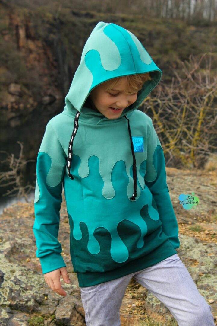 PASST GARANTIE SPLASH Sweater/ Hoodie Gr. 74-140 mit 2 Kapuzen & Halsbündchen - DIN A0 für Beamer geeignet - Sewando