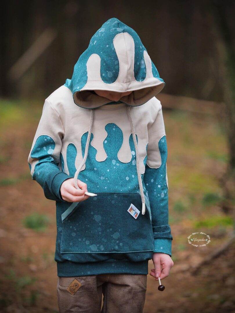 PASST GARANTIE SPLASH Sweater/ Hoodie Gr. 110-140 mit 2 Kapuzen & Halsbündchen - DIN A0 für Beamer geeignet - Sewando