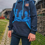 PASST GARANTIE SPLASH Sweater/ Hoodie Gr. 110-140 mit 2 Kapuzen & Halsbündchen - DIN A0 für Beamer geeignet - Sewando