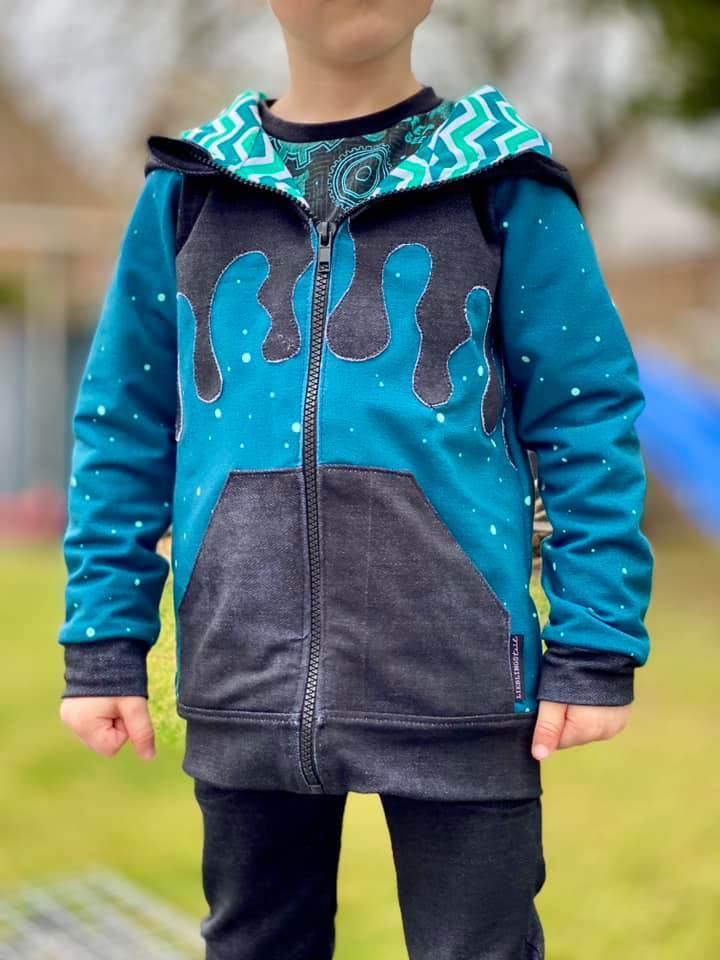 DIN A4 SPLASH Sweatjacke für 105cm-140cm Körpergröße PASSFORMGARANTIE - Sewando