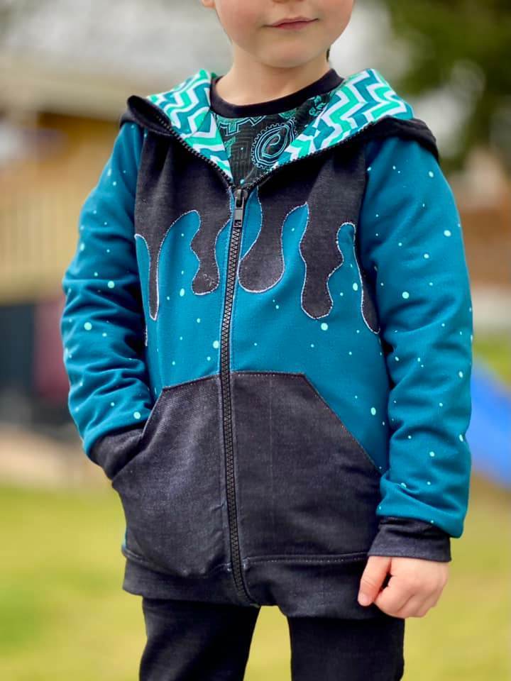 DIN A4 SPLASH Sweatjacke für 105cm-140cm Körpergröße PASSFORMGARANTIE - Sewando