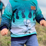 PASST GARANTIE SPLASH Sweater/ Hoodie Gr. 110-140 mit 2 Kapuzen & Halsbündchen - DIN A0 für Beamer geeignet - Sewando