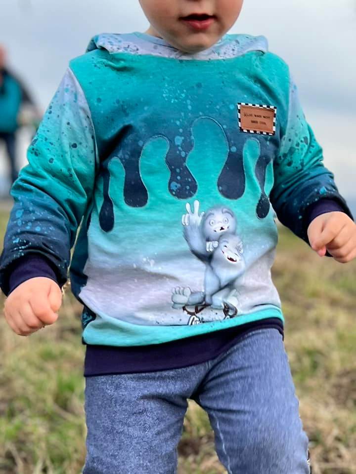 PASST GARANTIE SPLASH Sweater/ Hoodie Gr. 110-140 mit 2 Kapuzen & Halsbündchen - DIN A0 für Beamer geeignet - Sewando