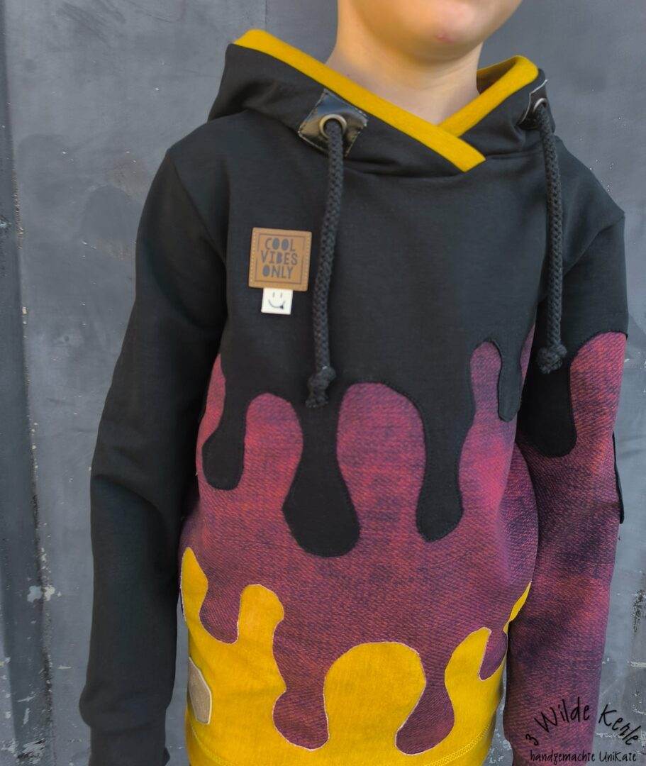 PASST GARANTIE SPLASH Sweater/ Hoodie Gr. 110-140 mit 2 Kapuzen & Halsbündchen - DIN A0 für Beamer geeignet - Sewando