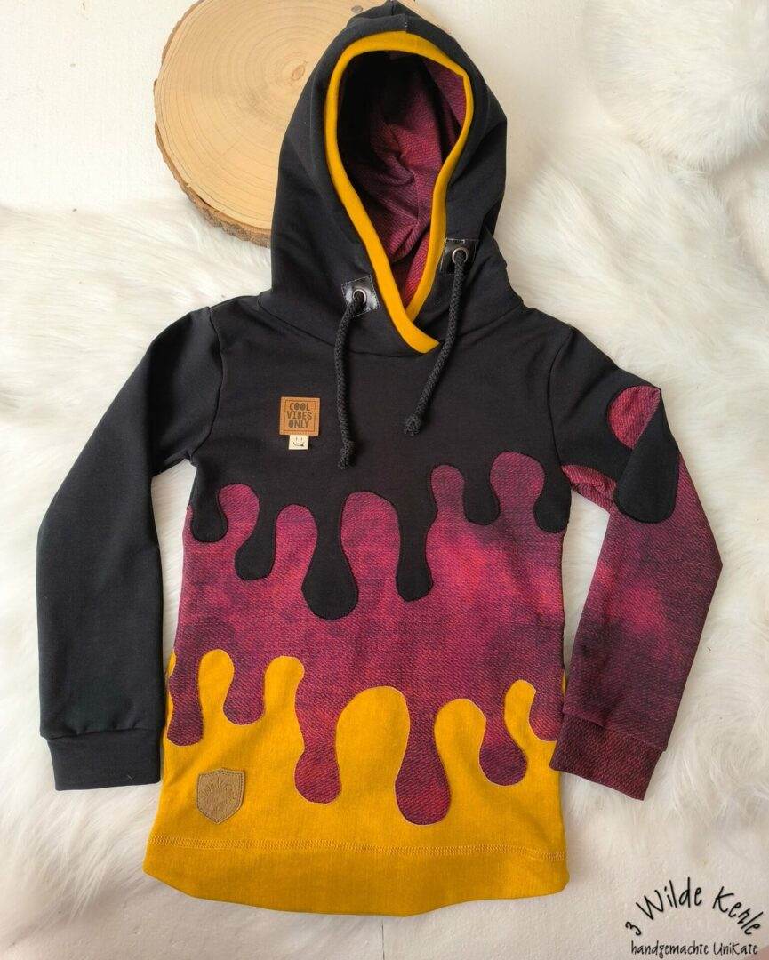 PASST GARANTIE SPLASH Sweater/ Hoodie Gr. 110-140 mit 2 Kapuzen & Halsbündchen - DIN A0 für Beamer geeignet - Sewando