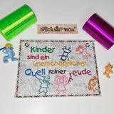 6x Stickdatei "Kinder" Schild und Baumler