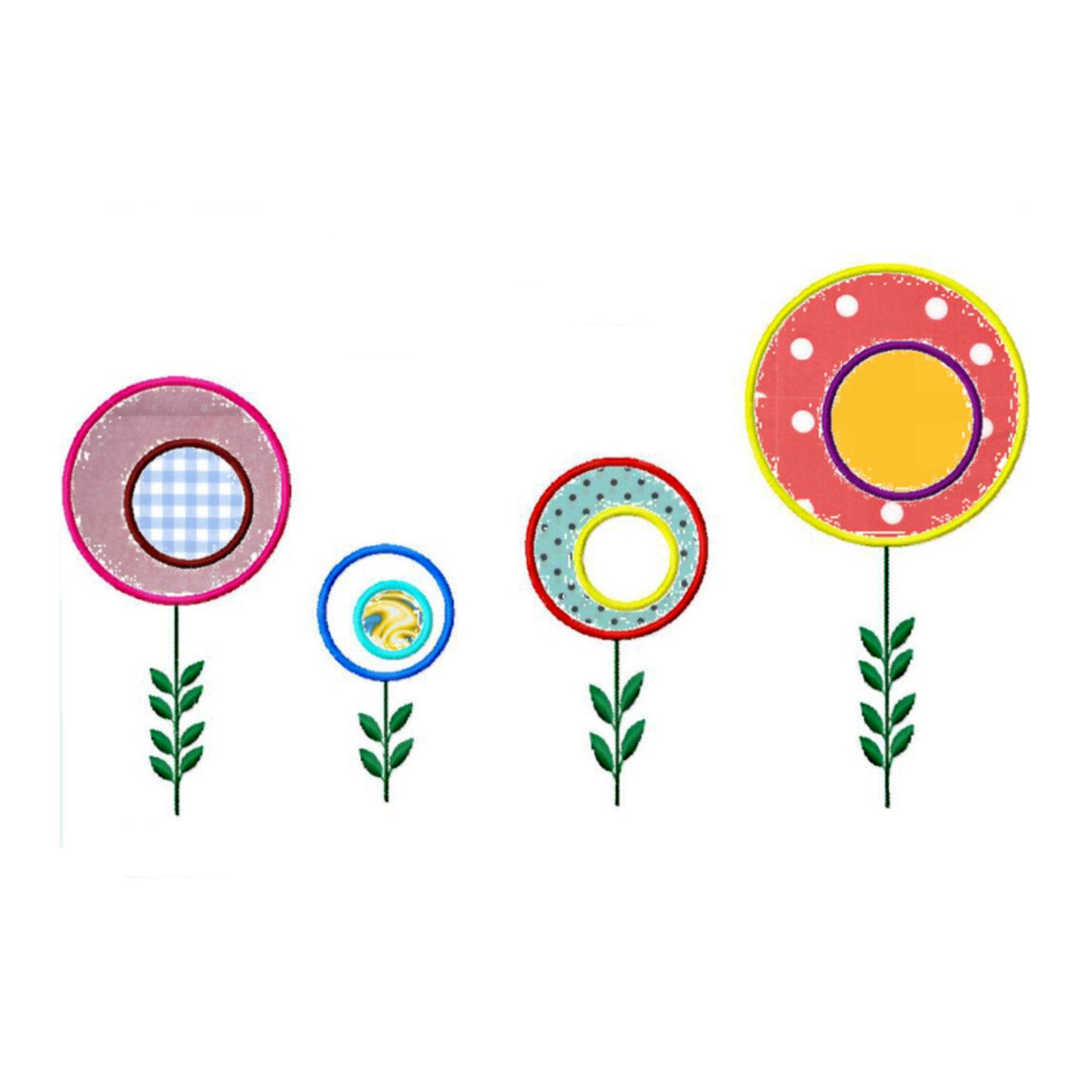 Stickdatei Blumen-Applikation in vier Größen, sticken, Applikation, Blume, Kreis - Sewando