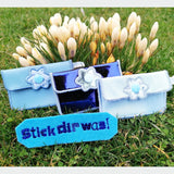 9x Stickdatei "Blume MTA" ITH Täschchen mit Applikation