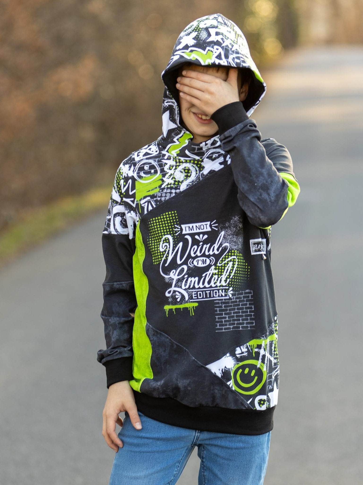 Panel-Hoodie, Schnittmuster Grösse 74-164 - Sewando