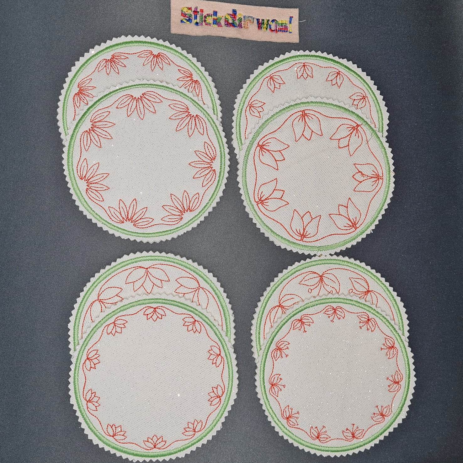 16x Stickdatei Bundle Blumen ITH Untersetzer - Sewando