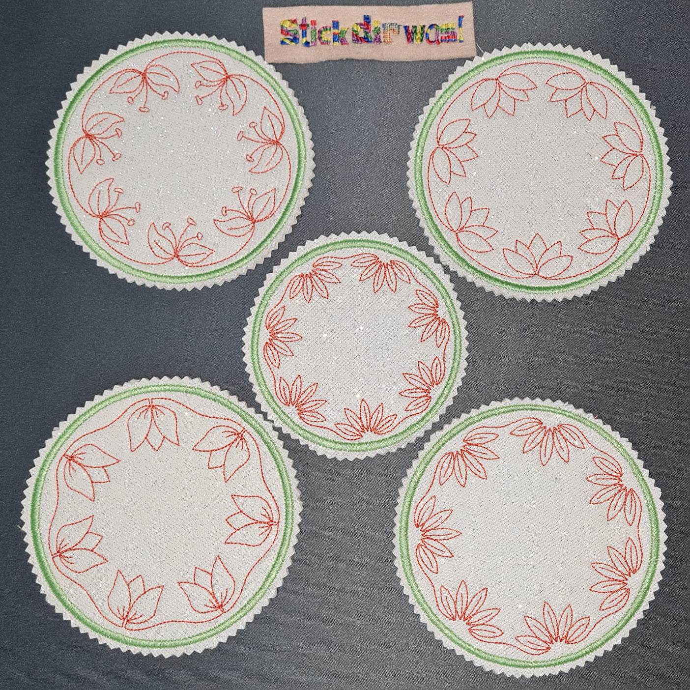 16x Stickdatei Bundle Blumen ITH Untersetzer - Sewando