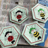 Stickdatei - Untersetzer "Bienenkind & Käferkind"