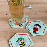 Stickdatei - Untersetzer "Bienenkind & Käferkind"