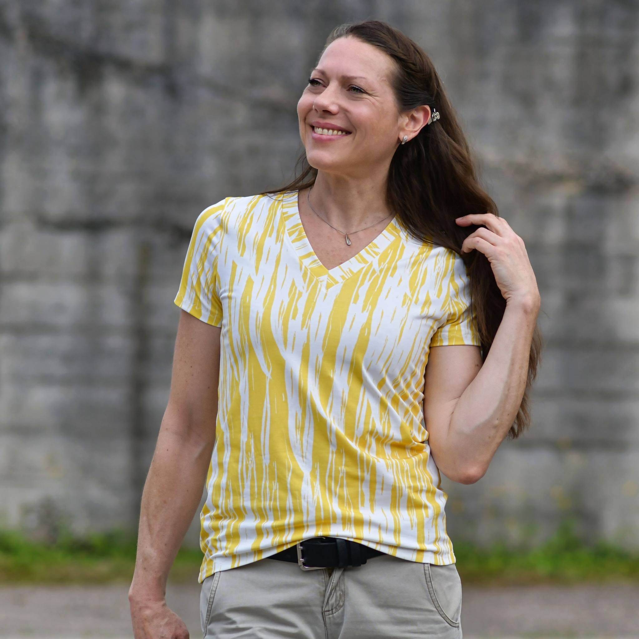 Schnittmuster BASIC Shirt Nr. 2 V-Ausschnitt Gr. 32-56 + gratis Plotterdatei : - Sewando