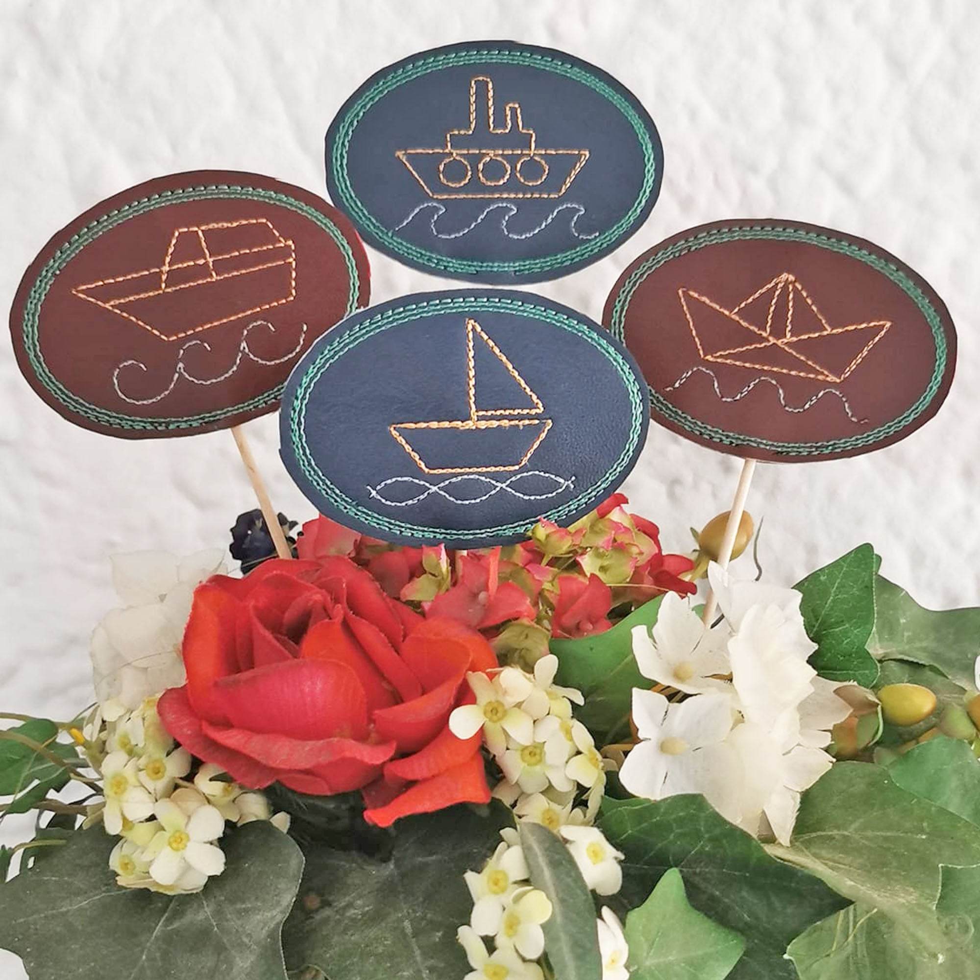 5x Stickdatei Schiffe Blumenpieker - Sewando