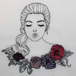 Doodle Frau Stickdatei – stille Anmut mit floraler Eleganz für deine Stickmaschine - Sewando
